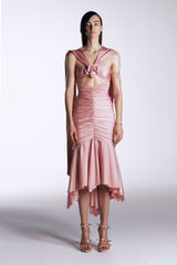 Cupid Rose Color Maxi Dress With Scarf Detail